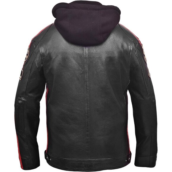 Sheep Leather Jacket texas Men Black Biker Motorcycle Casual Real Leather Wear - Picture 3 of 6